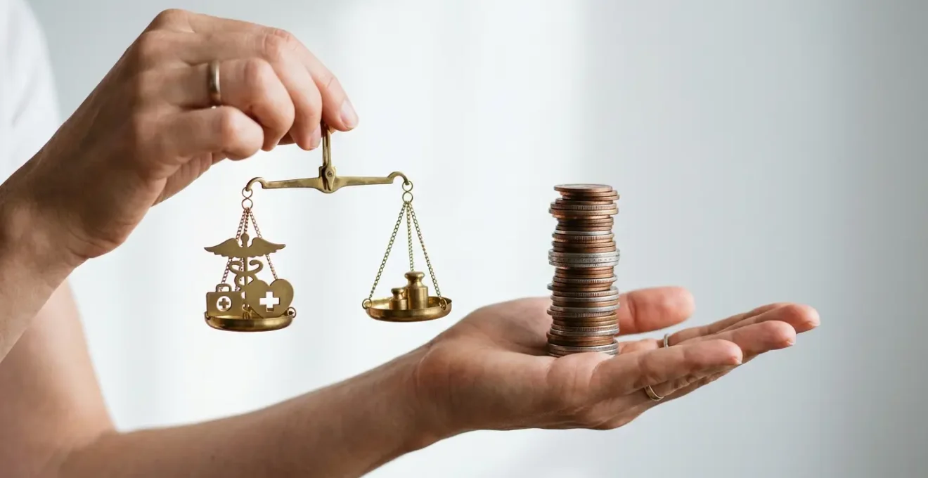 Personne analysant des documents de mutuelle avec calculatrice et notes sur les remboursements d'ostéopathie