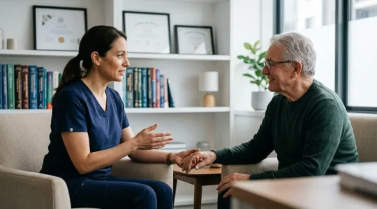Consultation d'hypnothérapie dans un cabinet médical moderne