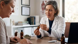 Consultation médicale spécialisée en phytothérapie avec médecin et plantes médicinales