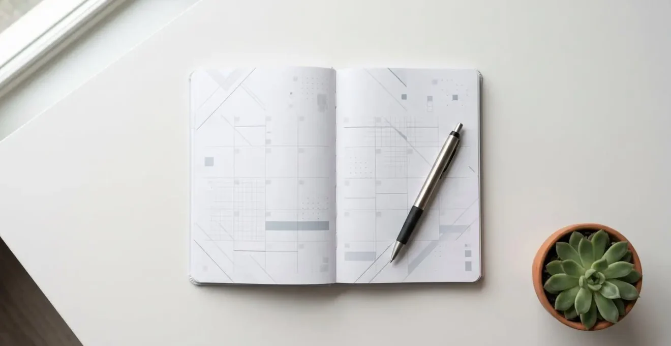 Vue aérienne d'un agenda médical avec stylo et plante verte