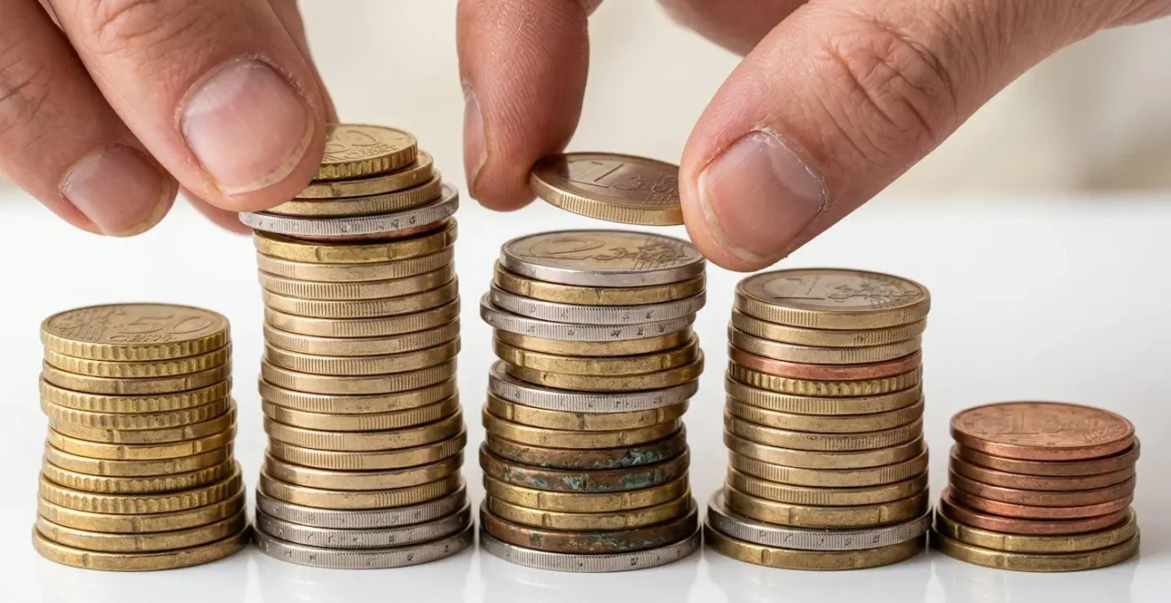 Main tenant des pièces de monnaie avec balance équilibrée symbolisant le choix entre forfait annuel et remboursement par séance