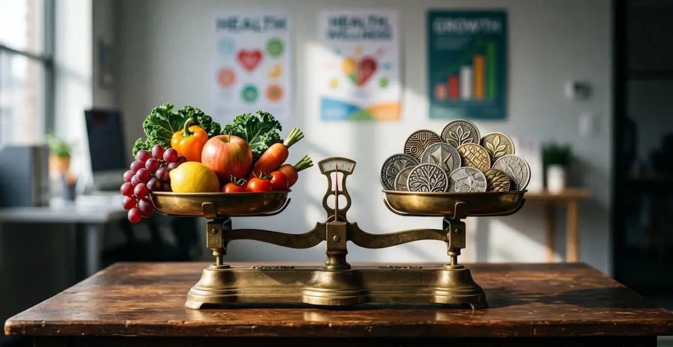 Balance symbolique avec éléments de santé préventive d'un côté et économies de l'autre
