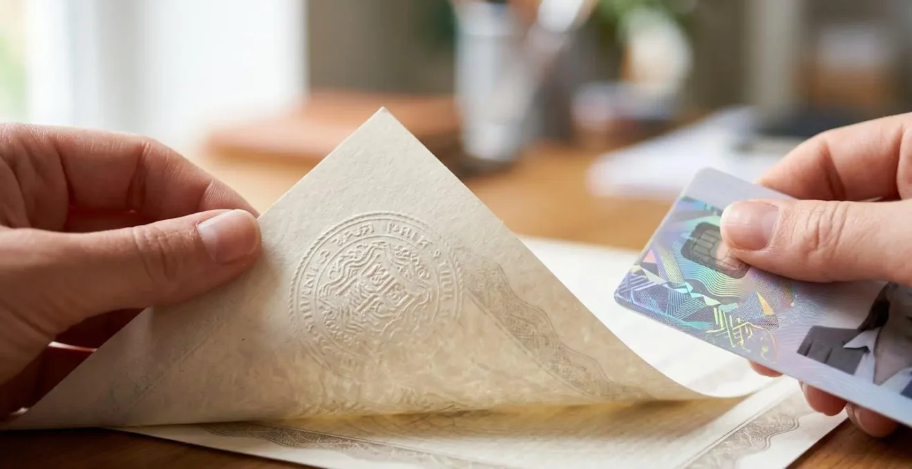 Praticien vérifiant ses documents d'identification professionnelle pour le remboursement mutuelle